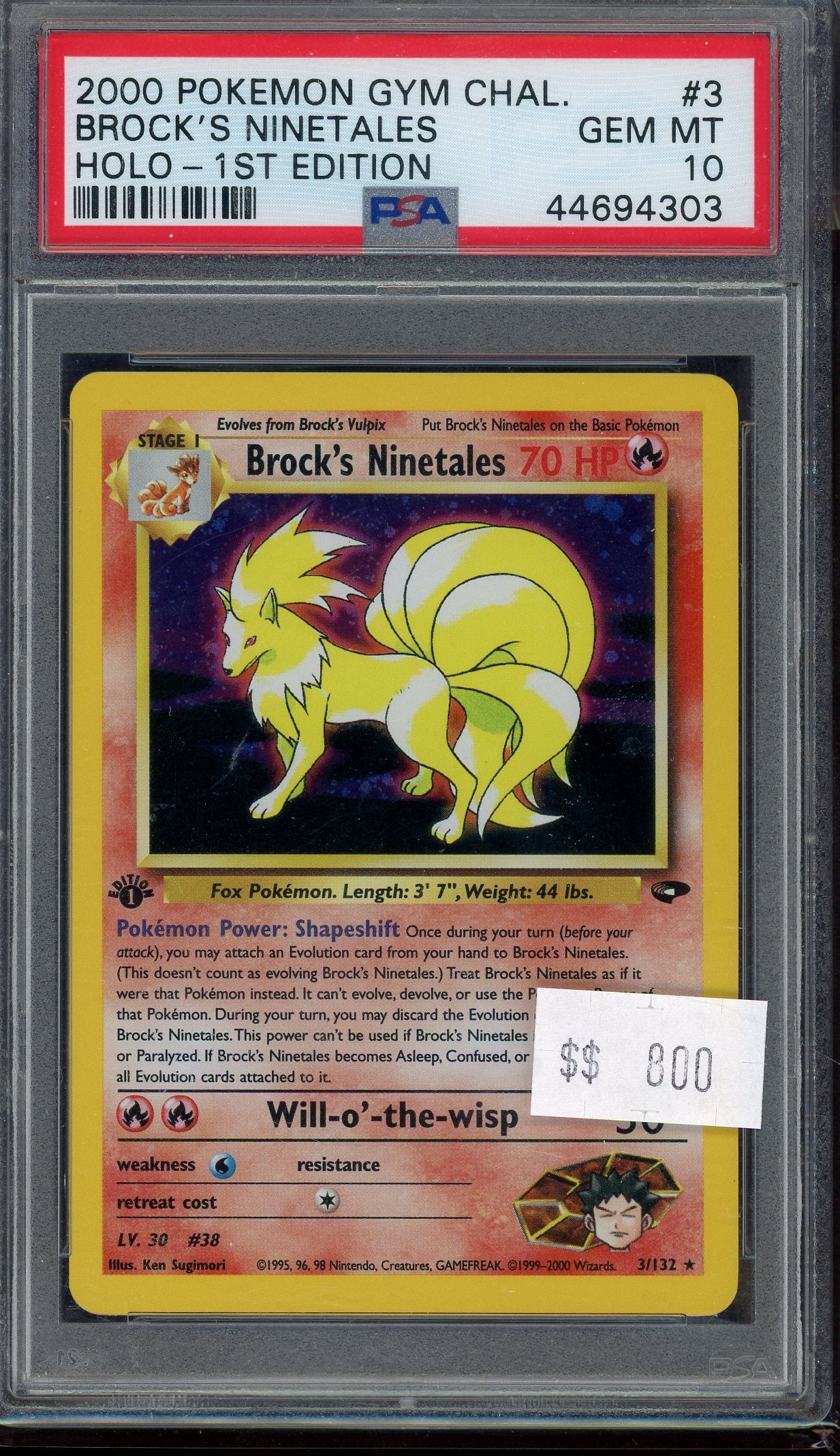 PSA 10 BROCK'S NINETALES HOLO-1ST EDITION