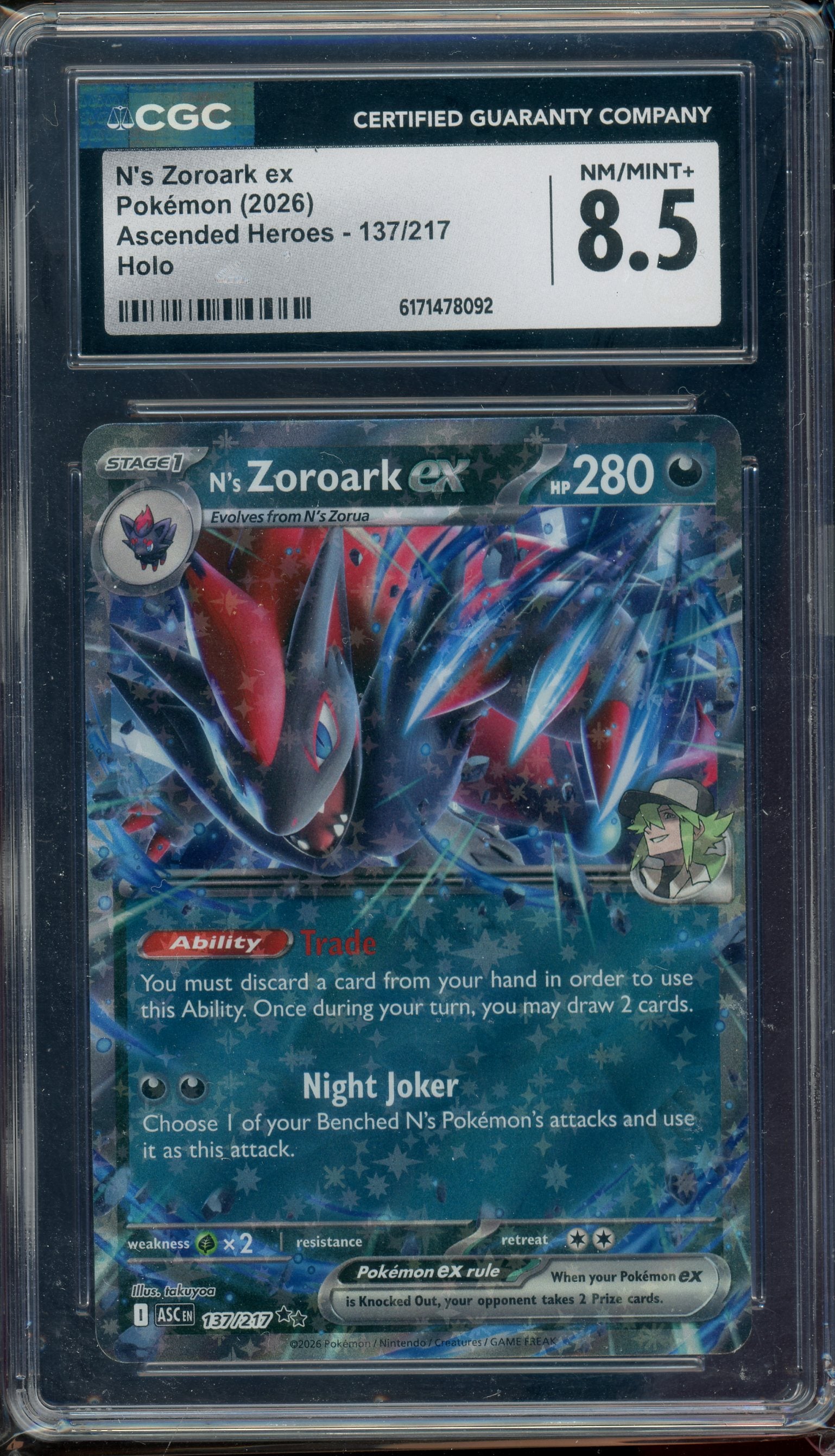 CGC 8.5 N'S ZOROARK EX