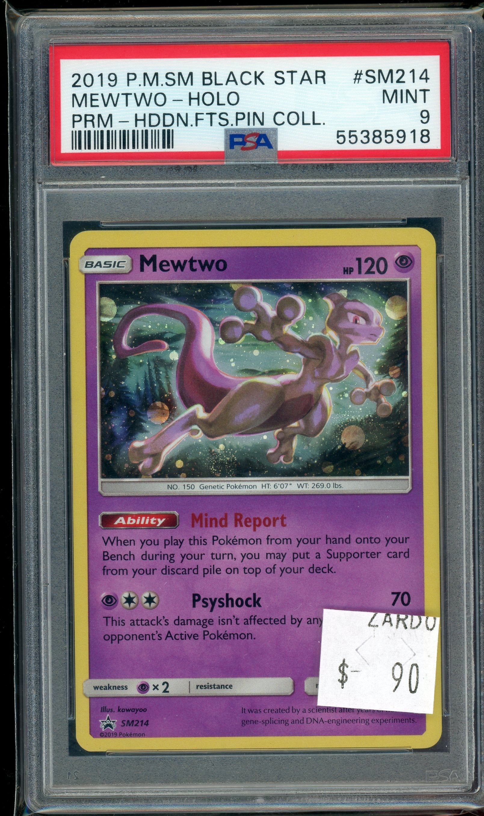 PSA 9 MEWTWO-HOLO PRM-HDDN.FTS.PIN COLL.