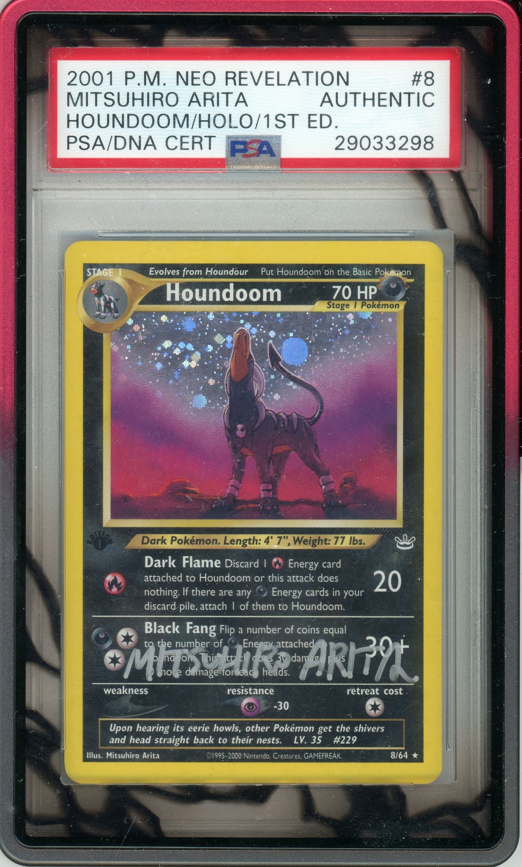 PSA AUTO Authentic MITSUHIRO ARITA HOUNDOOM-HOLO HOUNDOOM/HOLO/1ST ED.