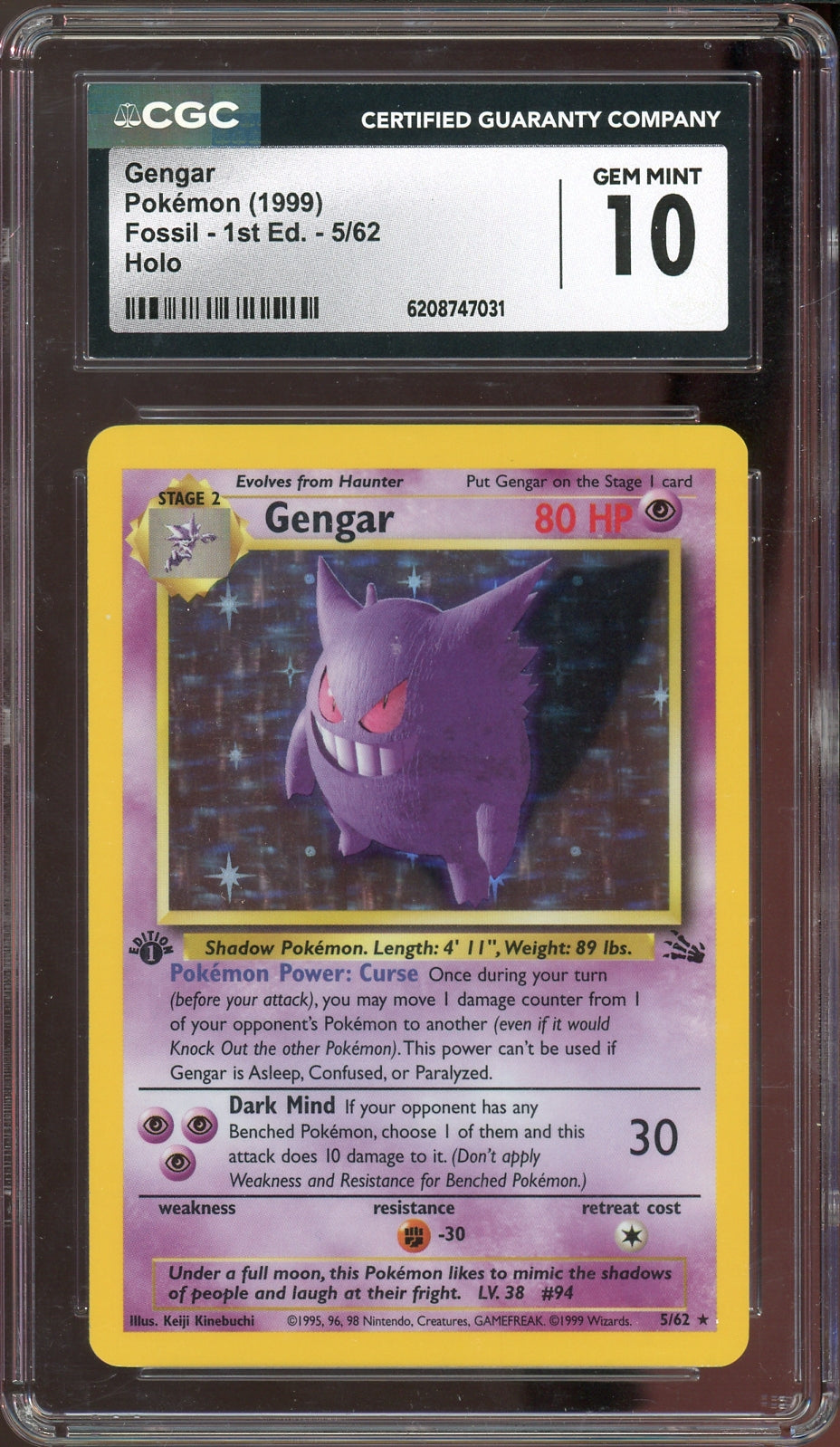 CGC 10 GENGAR 1ST EDITION HOLO FOSSIL
