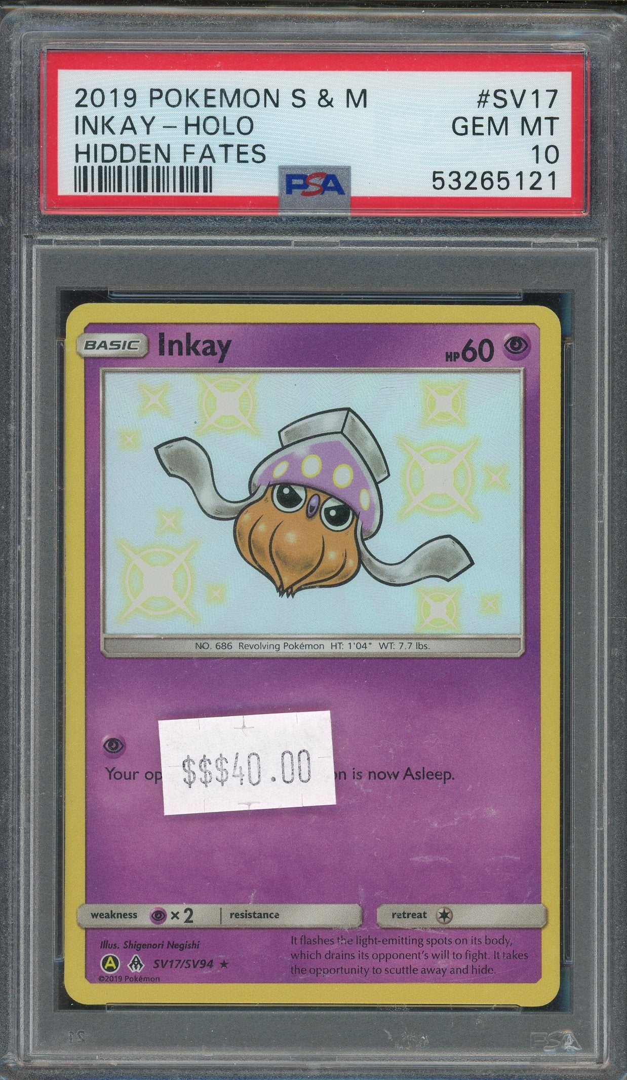 PSA 10 INKAY-HOLO HIDDEN FATES