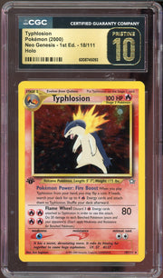CGC PRISTINE 10 TYPHLOSION 1ST EDITION HOLO NEO GENESIS
