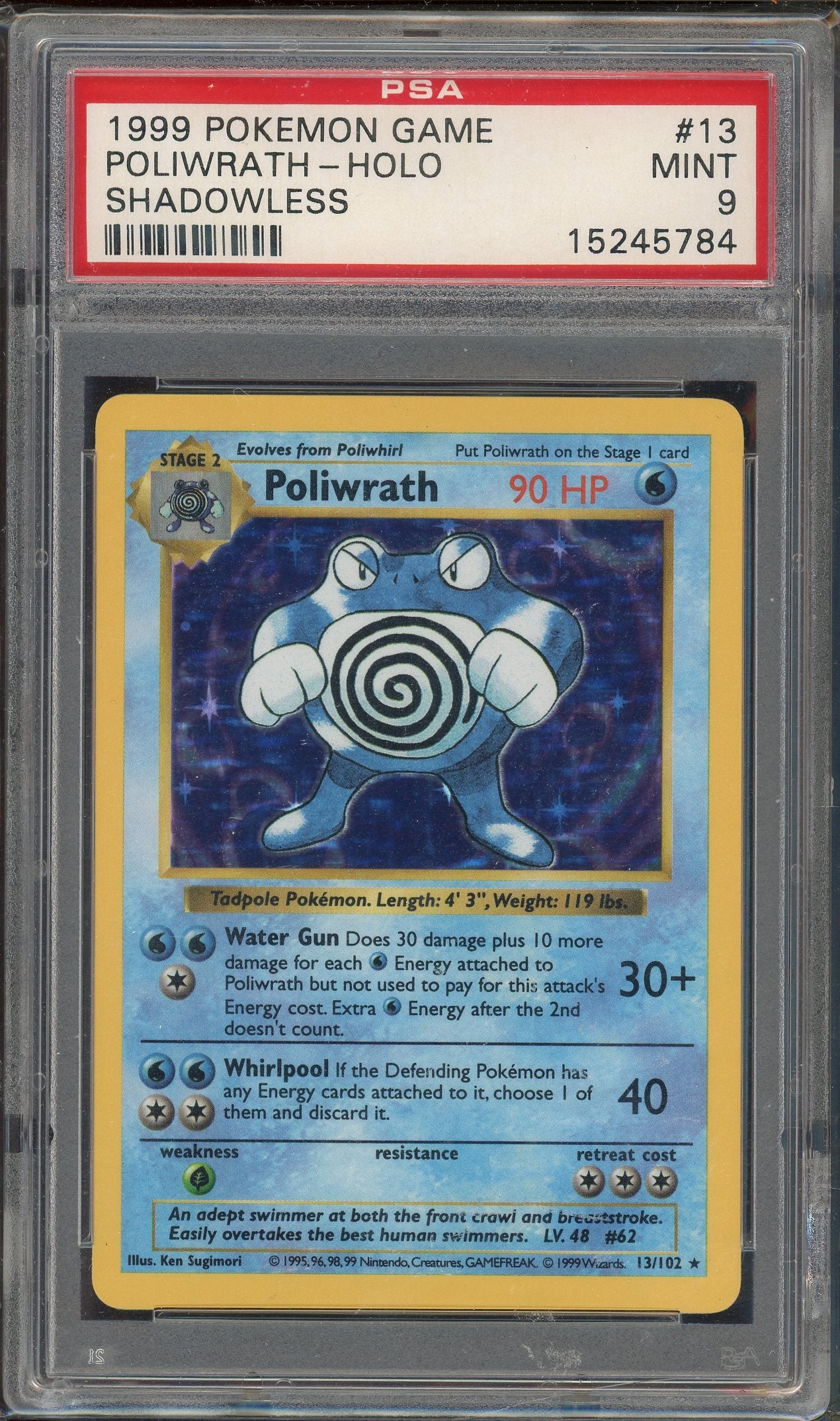 PSA 9 POLIWRATH-HOLO SHADOWLESS