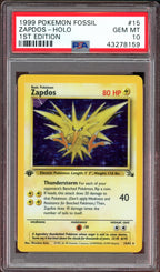 PSA 10 ZAPDOS HOLO 1ST EDITION FOSSIL