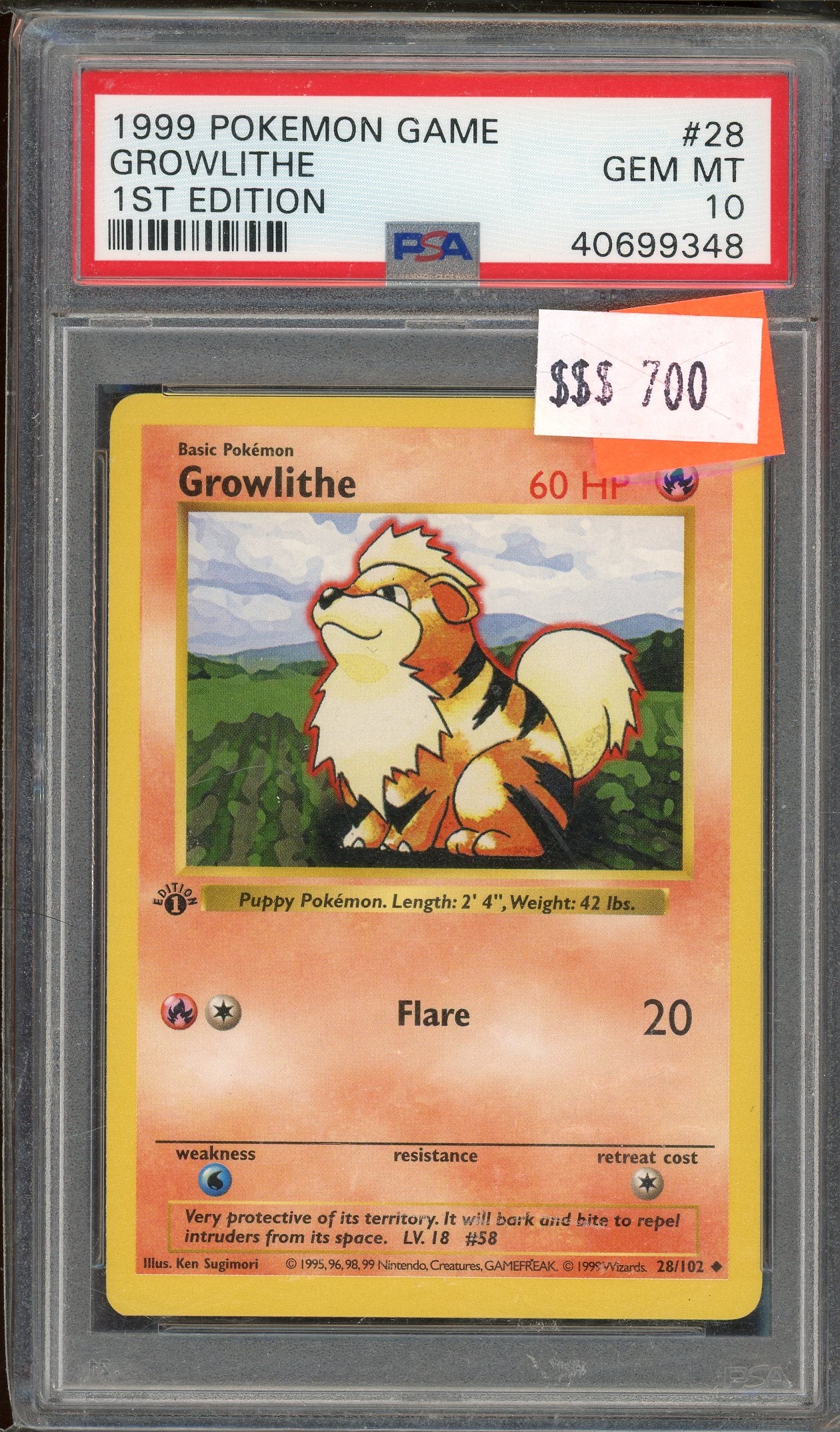 PSA 10 GROWLITHE 1ST EDITION