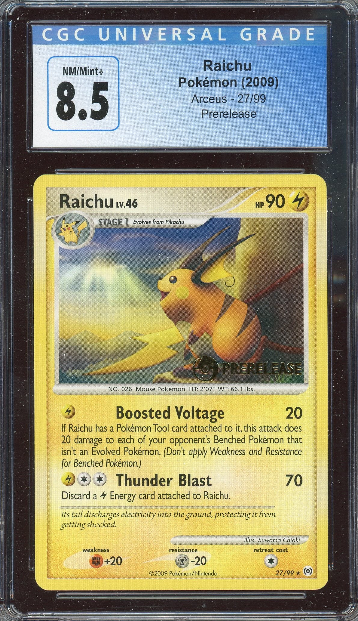 CGC 8.5 Raichu - Arceus Prerelease