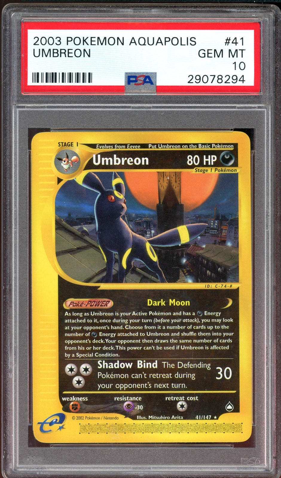 PSA 10 UMBREON AQUAPOLIS