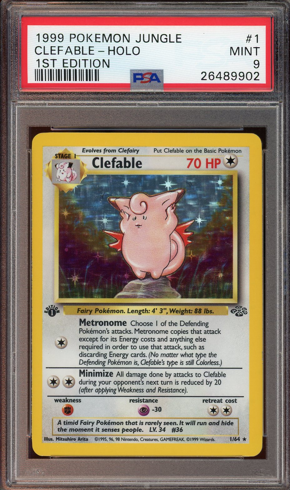 PSA 9 CLEFABLE HOLO JUNGLE 1ST ED