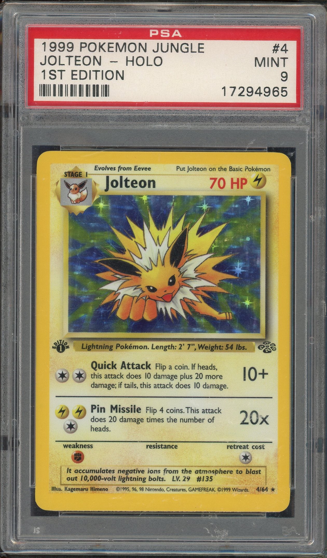 PSA 9 JOLTEON-HOLO 1ST EDITION