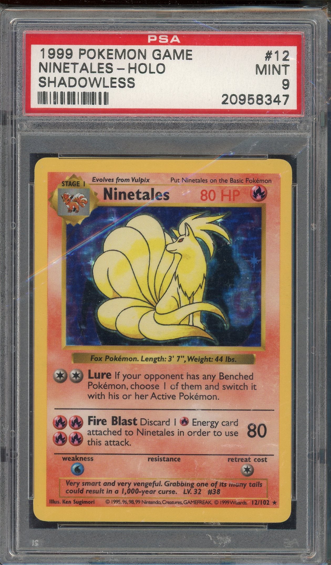 PSA 9 NINETALES-HOLO SHADOWLESS