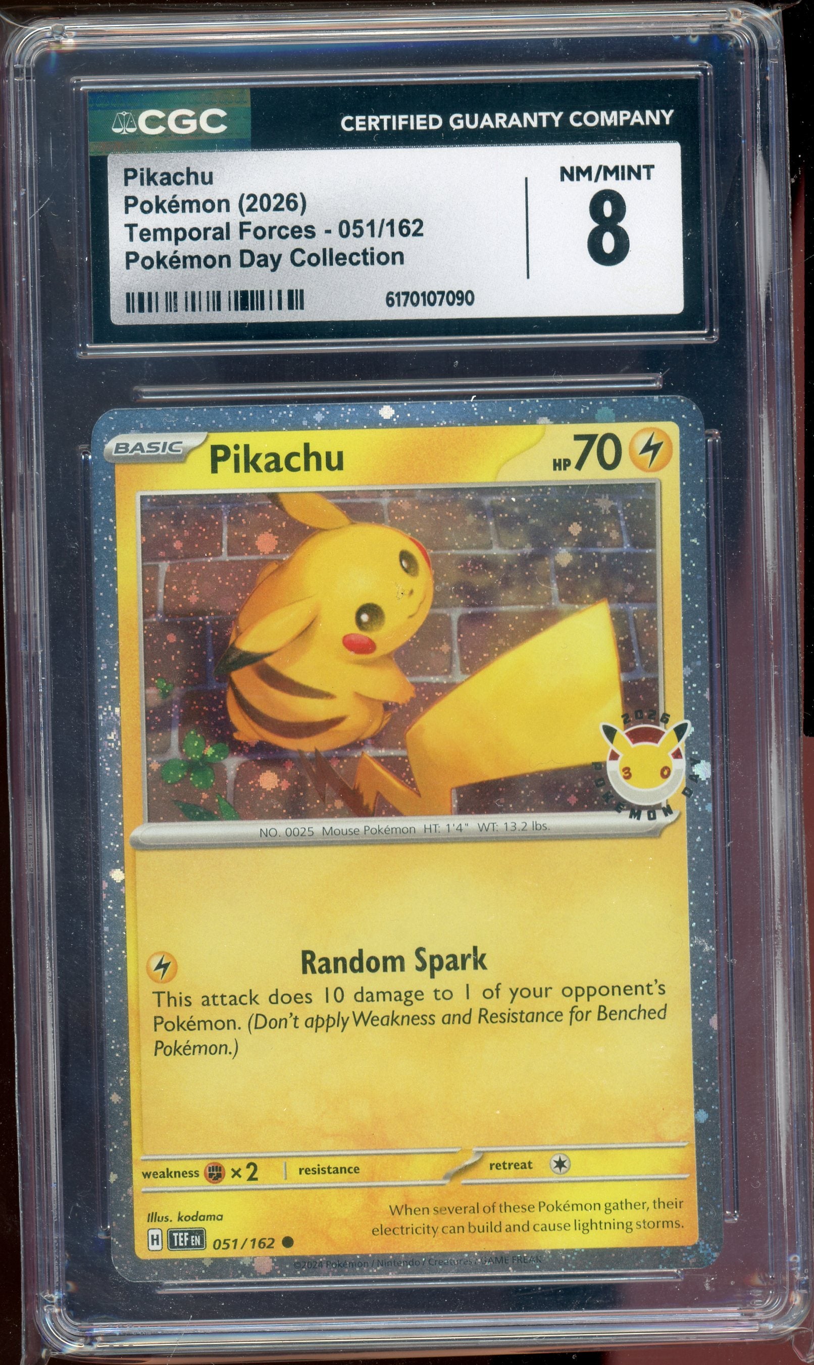 CGC 8 PIKACHU POKEMON DAY 30TH