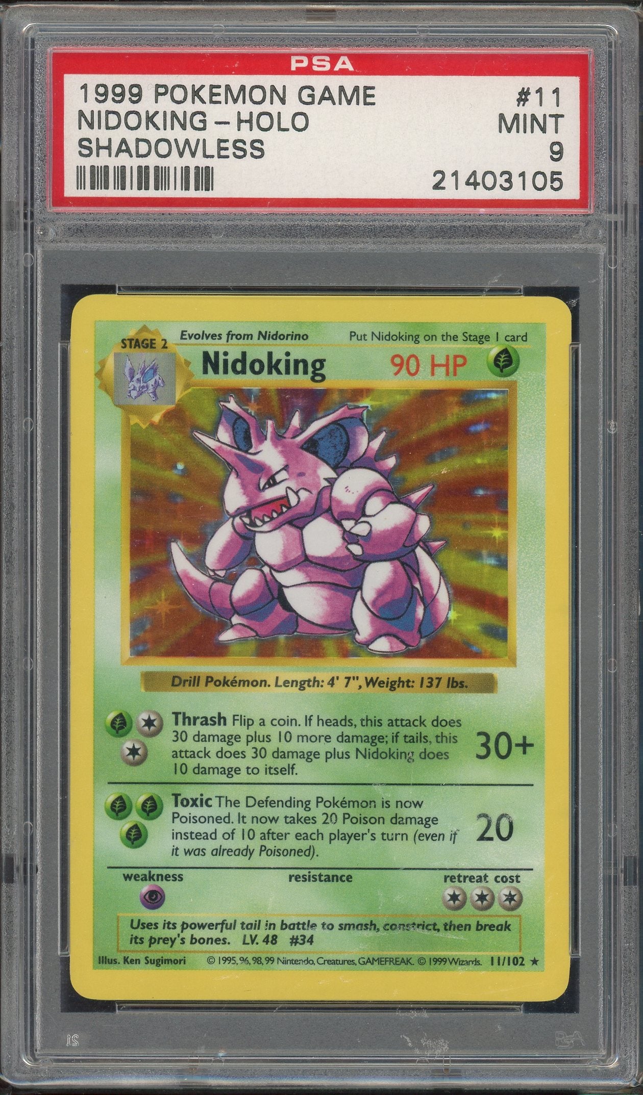 PSA 9 NIDOKING-HOLO SHADOWLESS