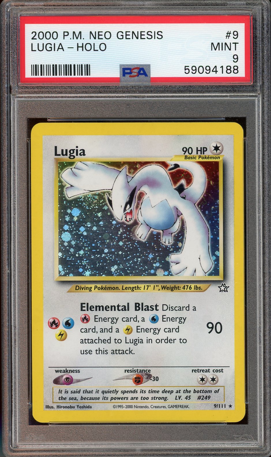 PSA 9 LUGIA HOLO NEO GENESIS