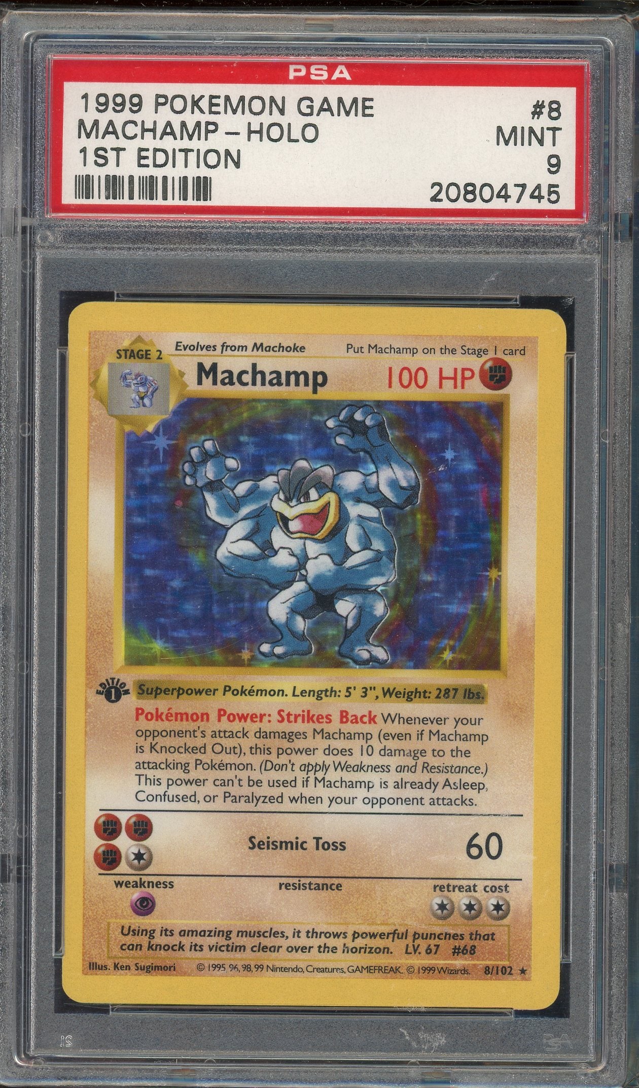 PSA 9 MACHAMP-HOLO 1ST EDITION