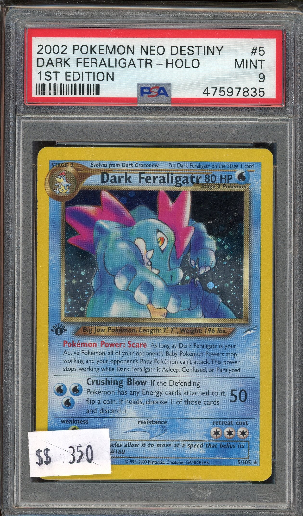 PSA 9 DARK FERALIGATR-HOLO 1ST EDITION