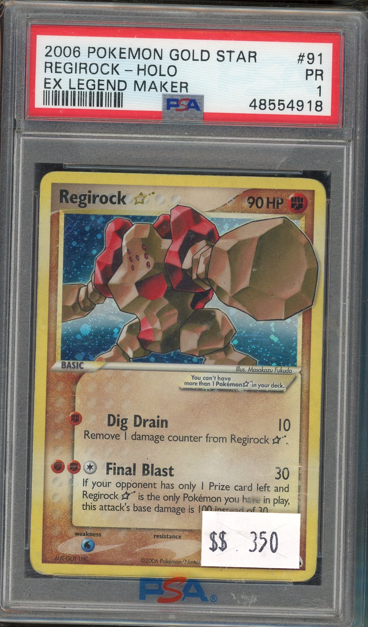 PSA 1 REGIROCK-HOLO EX LEGEND MAKER