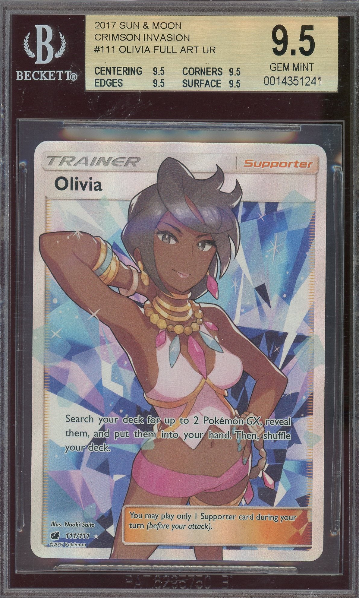 BGS 9.5 Olivia Full Art UR