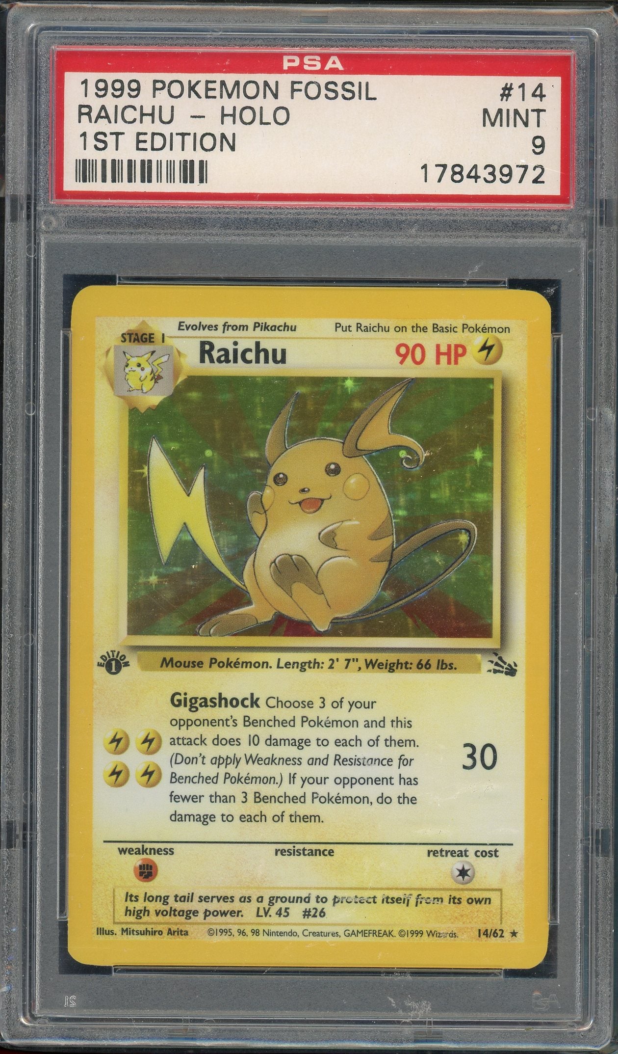 PSA 9 RAICHU-HOLO 1ST EDITION