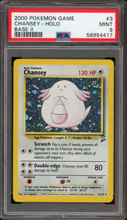 PSA 9 CHANSEY HOLO BASE 2