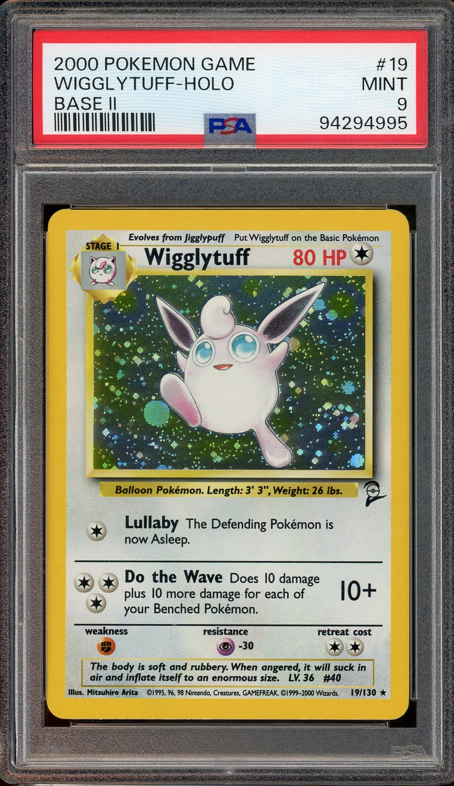 PSA 9 WIGGLYTUFF HOLO BASE 2