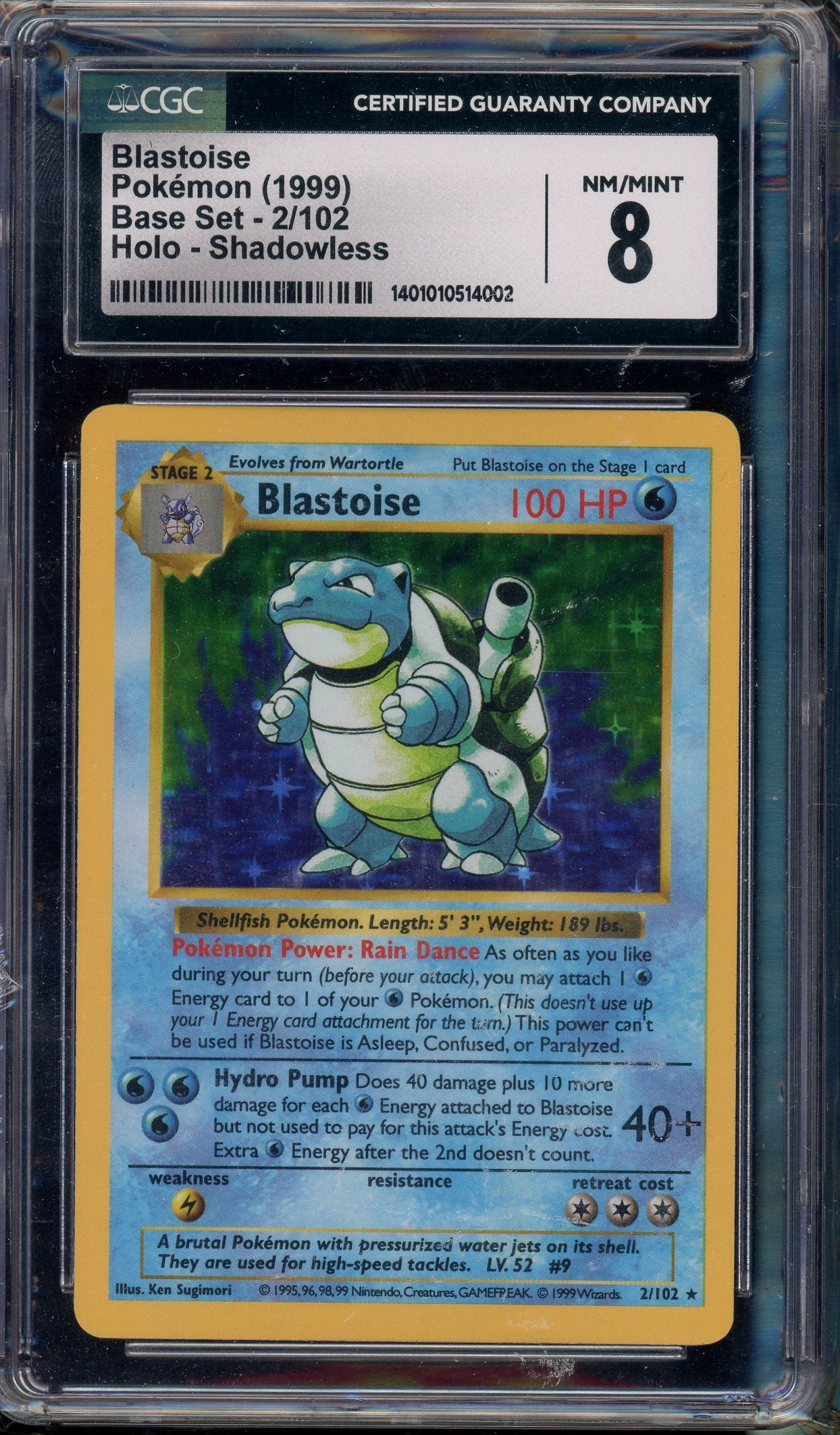 CGC 8 BLASTOISE HOLO - SHADOWLESS