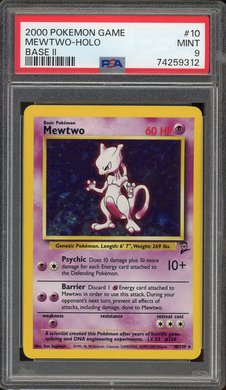 PSA 9 MEWTWO HOLO BASE 2