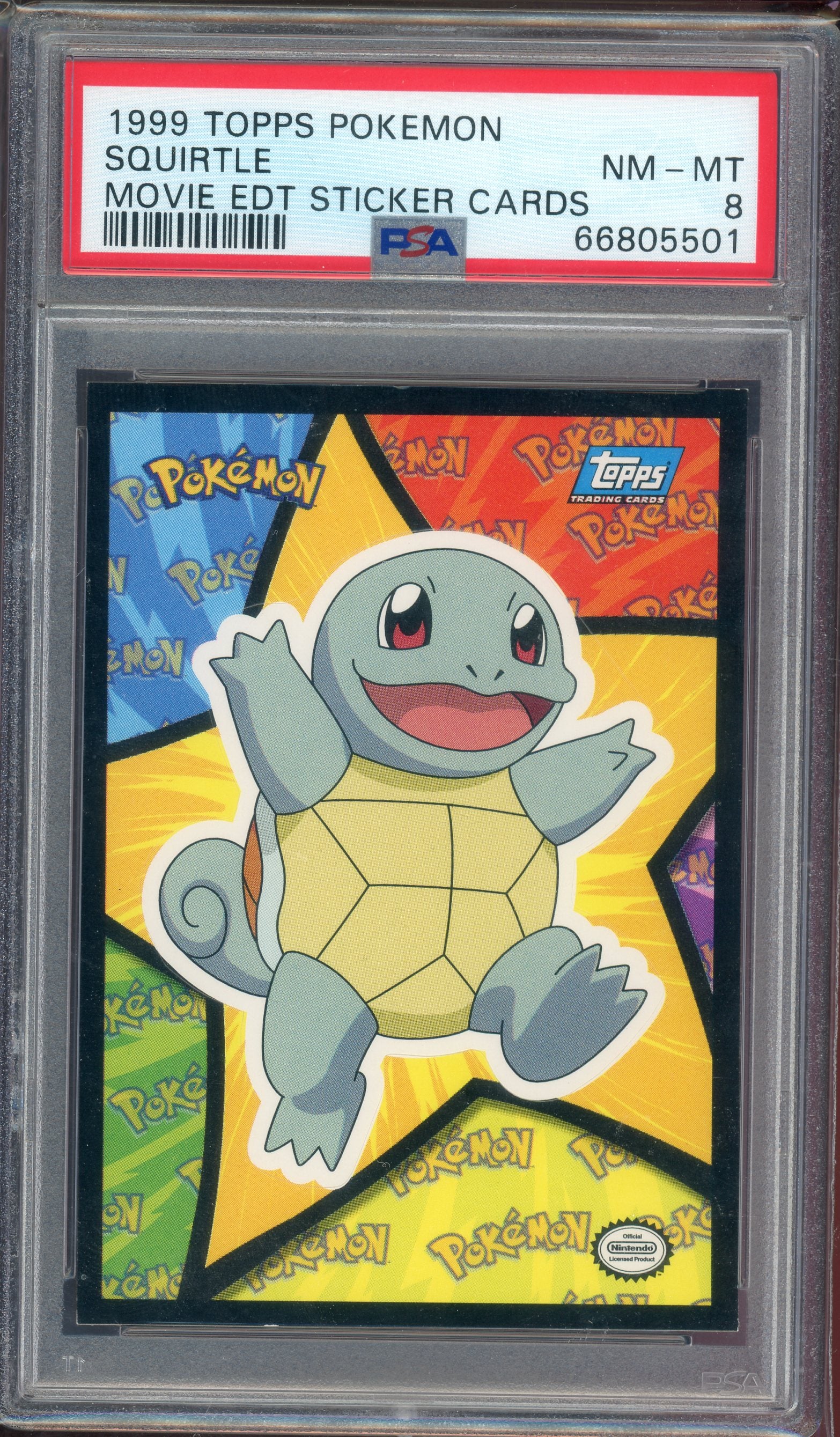 PSA 8 SQUIRTLE MOVIE EDT STICKER CARDS