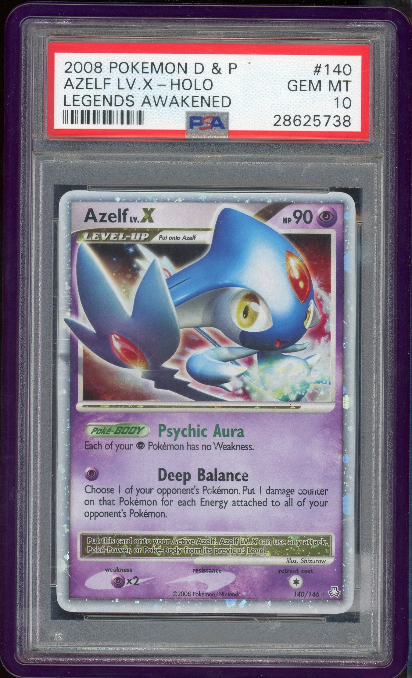 PSA 10 AZELF LV.X-HOLO LEGENDS AWAKENED