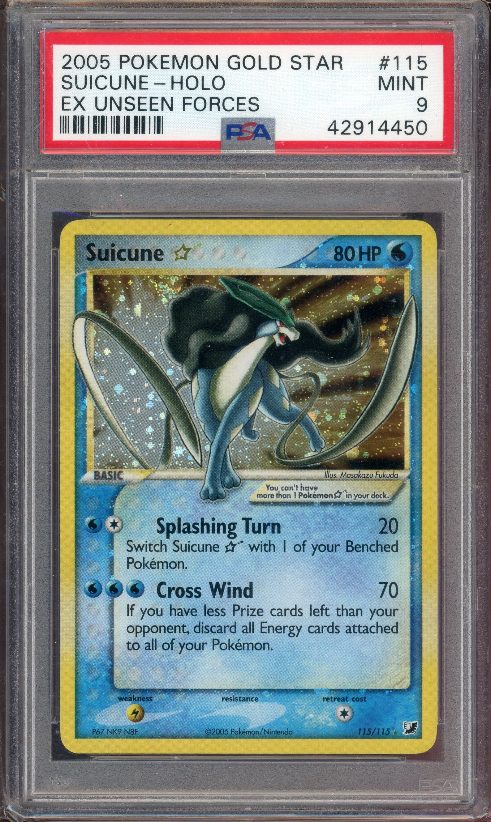 PSA 9 SUICUNE-HOLO EX UNSEEN FORCES