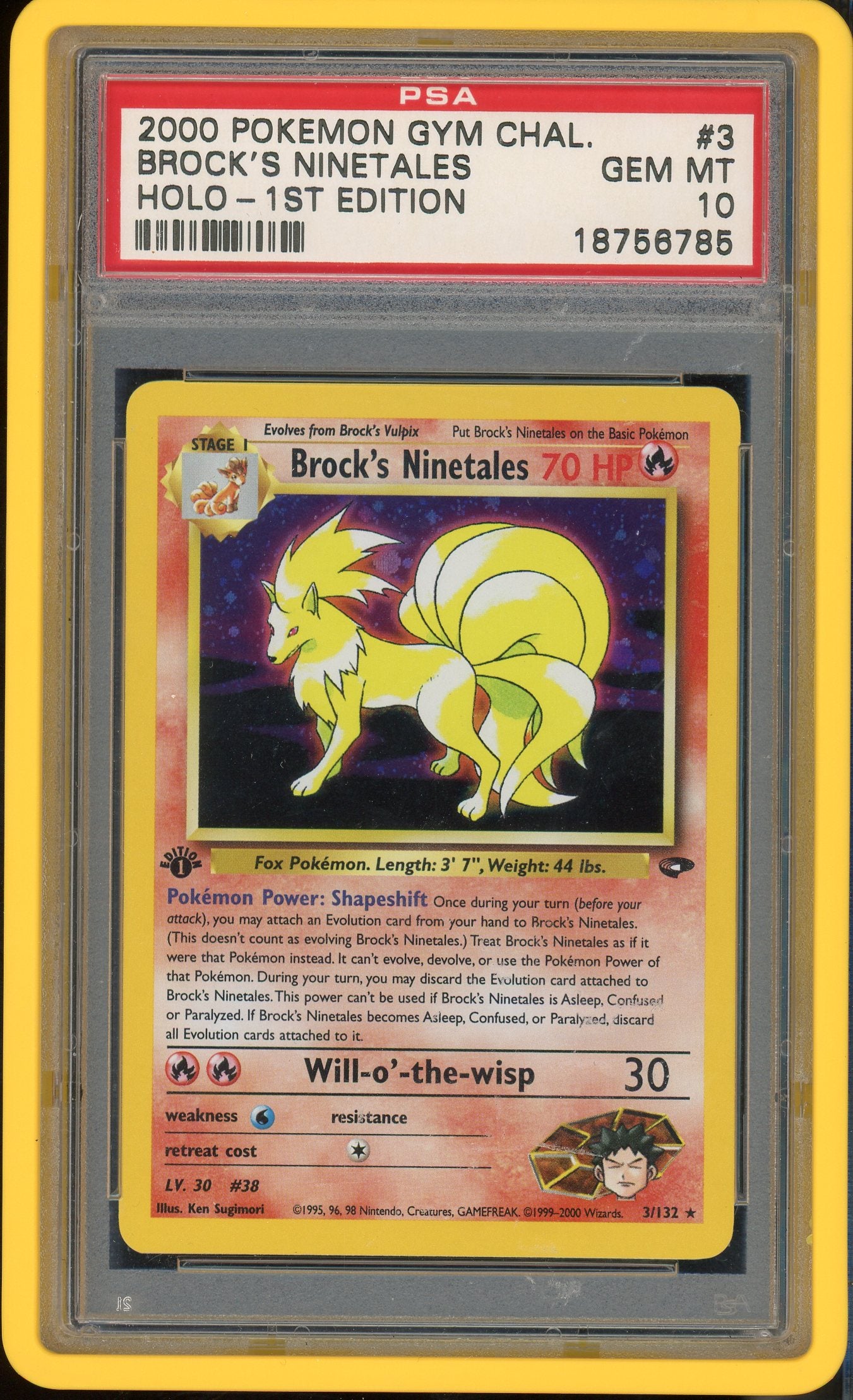 PSA 10 BROCK'S NINETALES HOLO-1ST EDITION