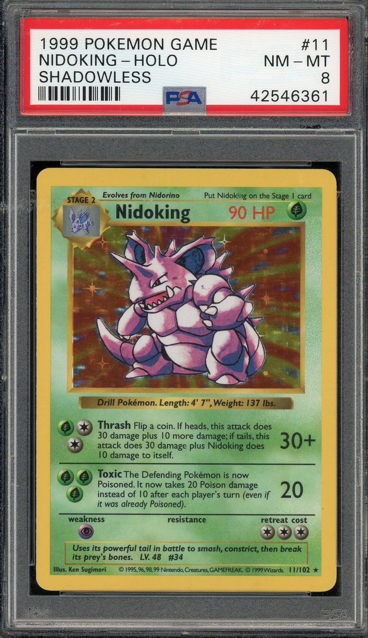 PSA 8 NIDOKING-HOLO SHADOWLESS