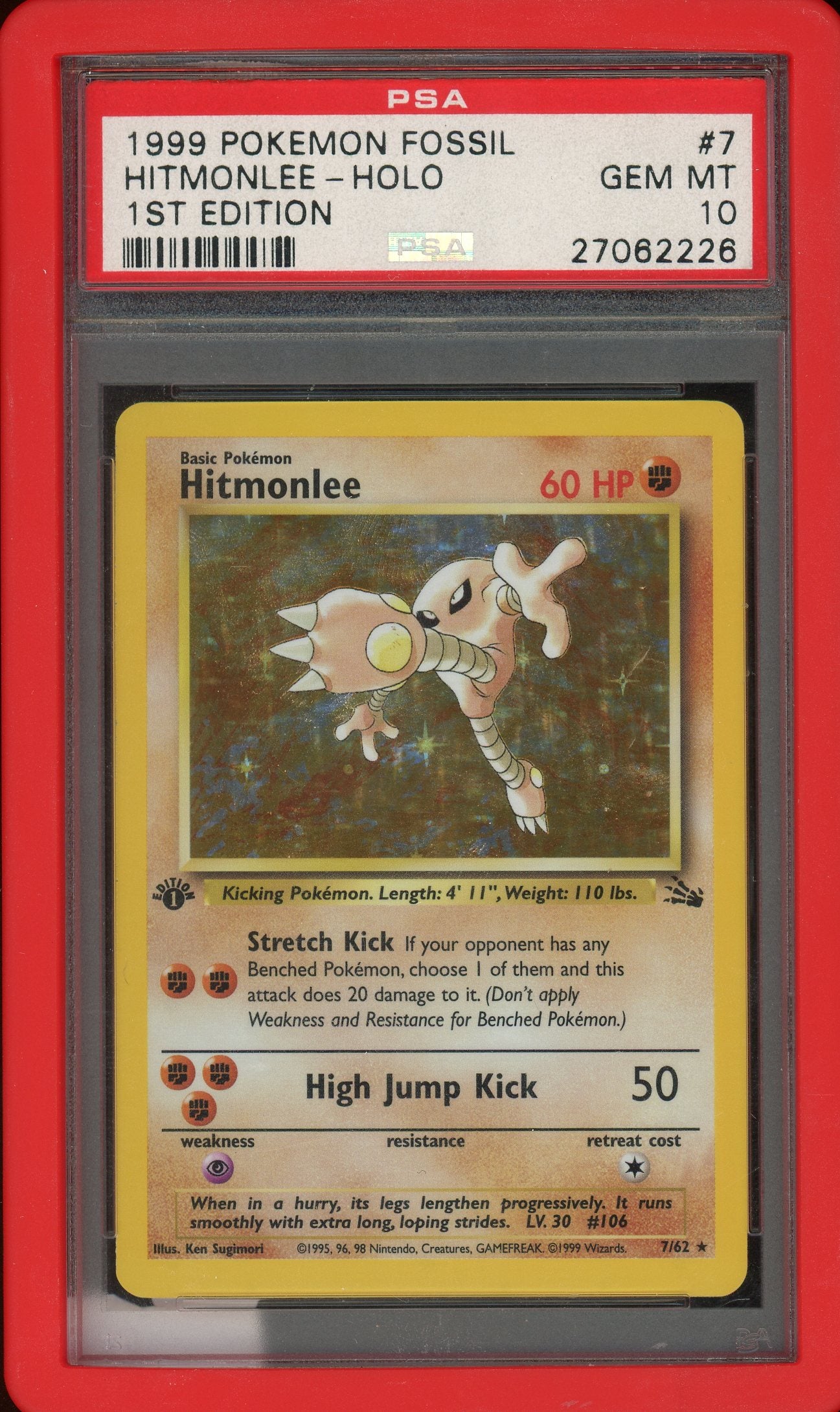 PSA 10 HITMONLEE-HOLO 1ST EDITION