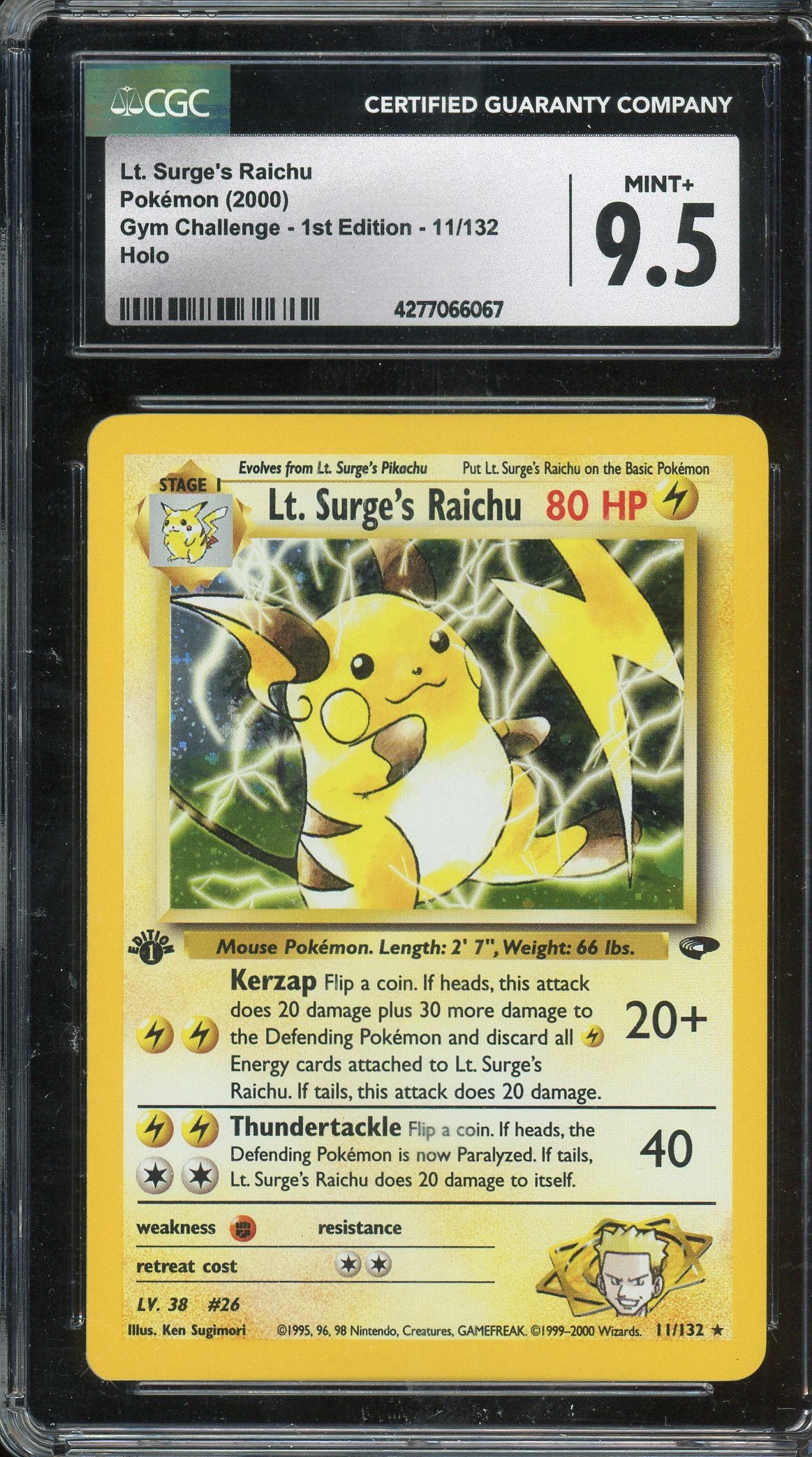 CGC 9.5 LT. SURGE'S RAICHU 1ST EDITION