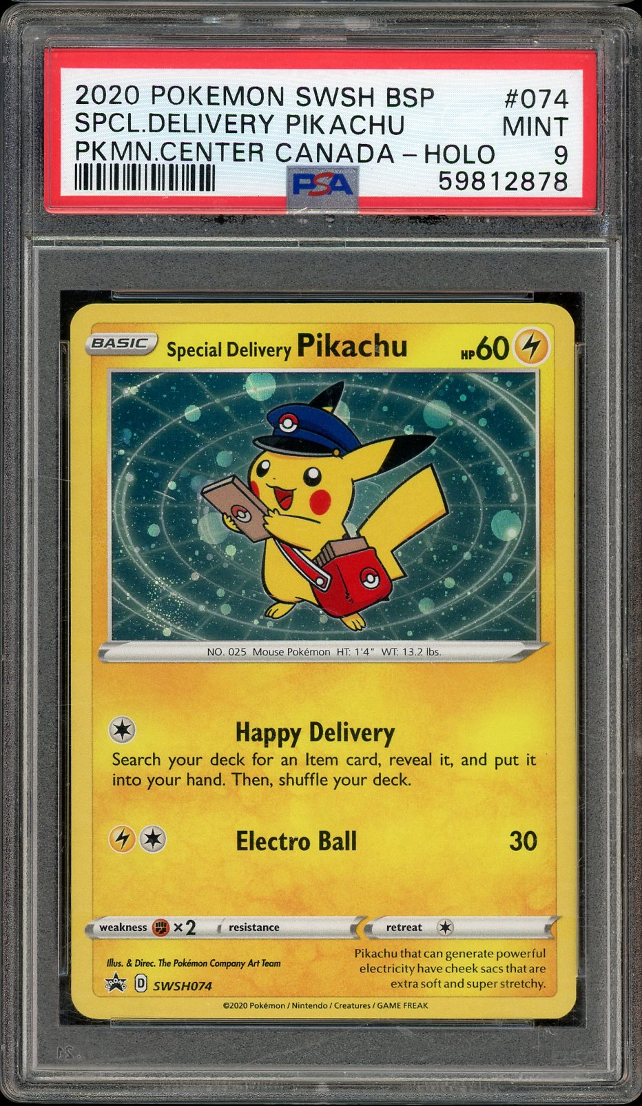 PSA 9 SPCL DELIVERY PIKACHU PKMN CENTER CANADA HOLO