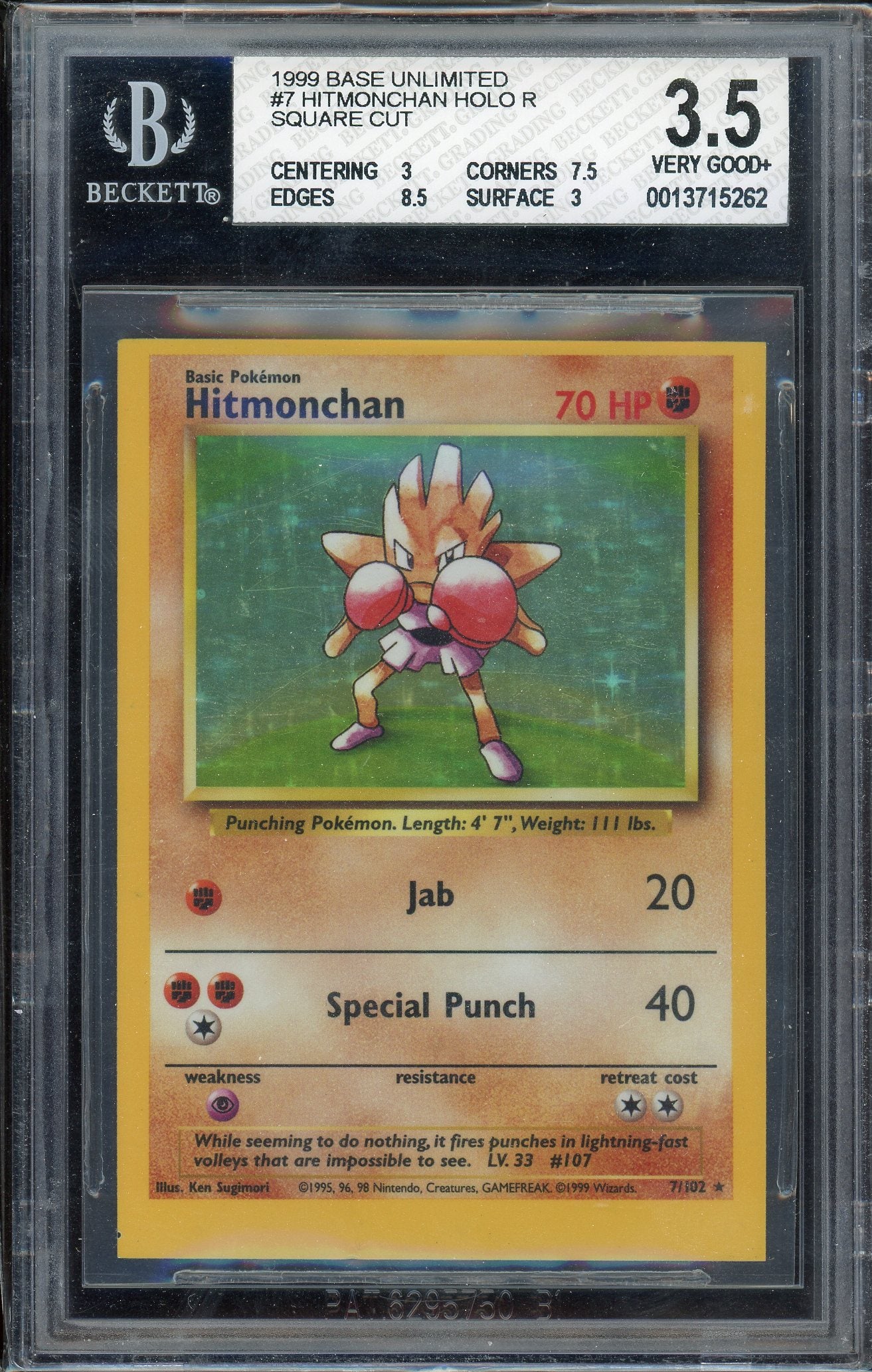 BGS 3.5 Hitmonchan Holo R Square Cut