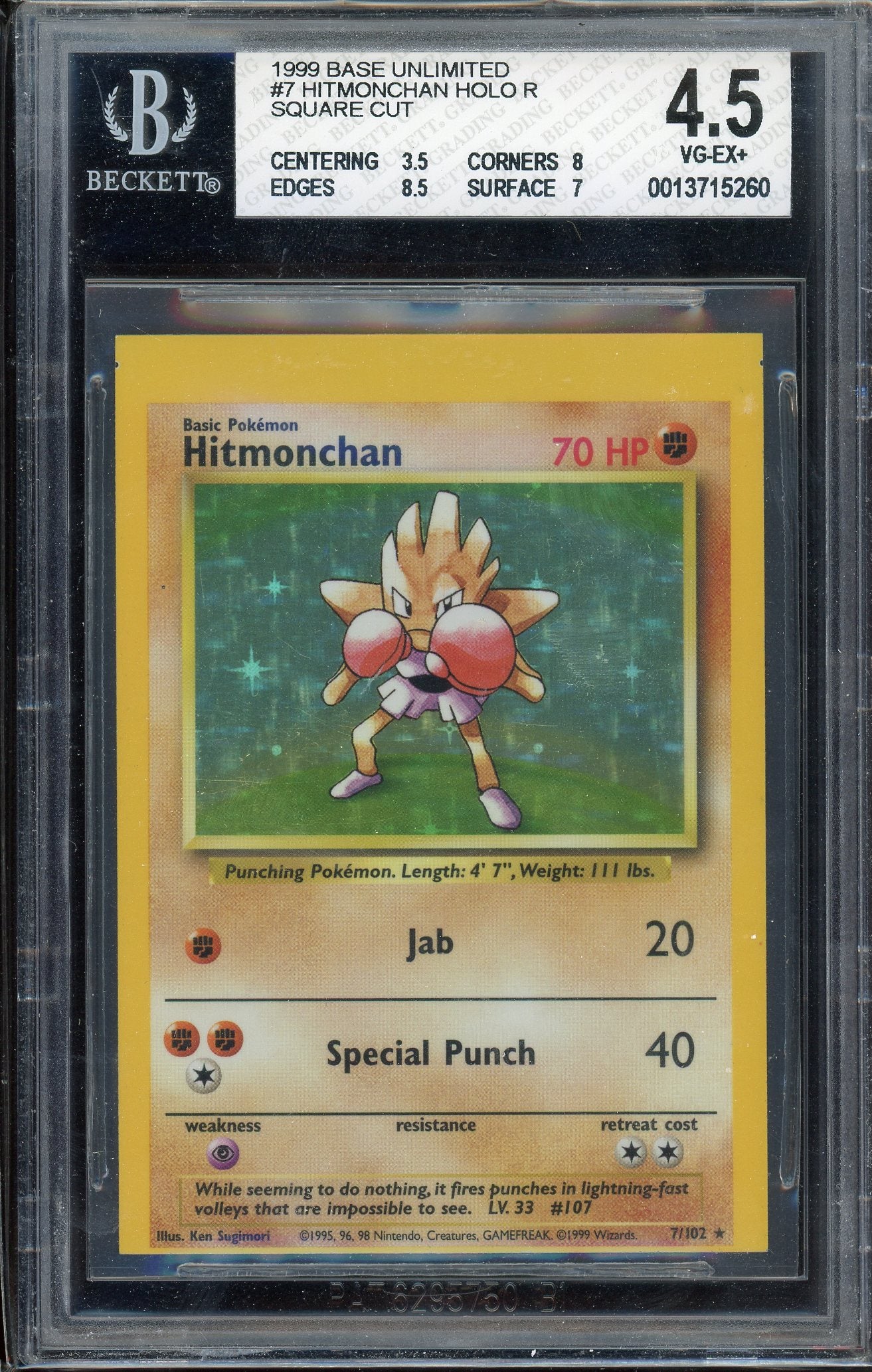 BGS 4.5 Hitmonchan Holo R Square Cut