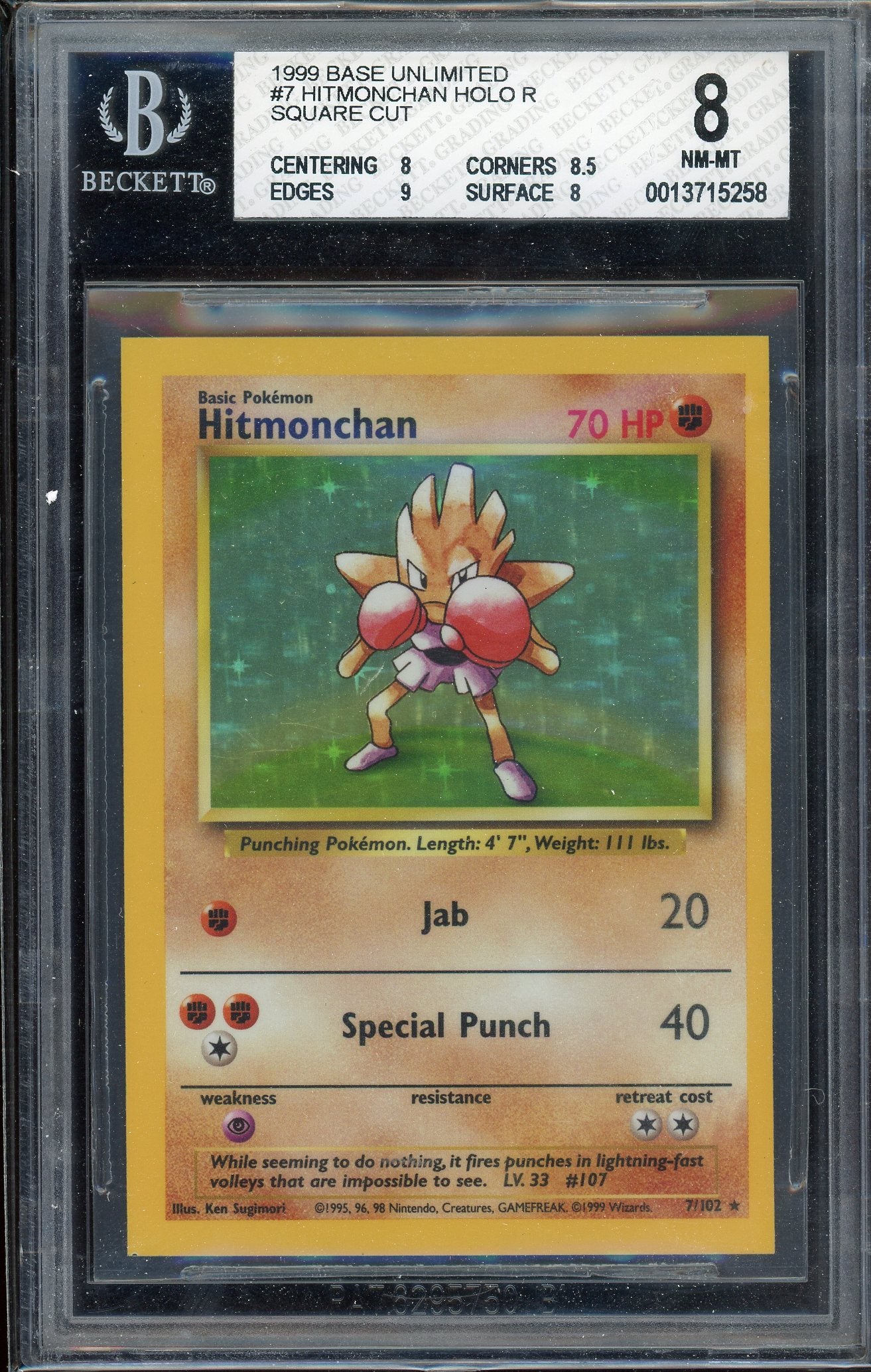 BGS 8 Hitmonchan Holo R Square Cut