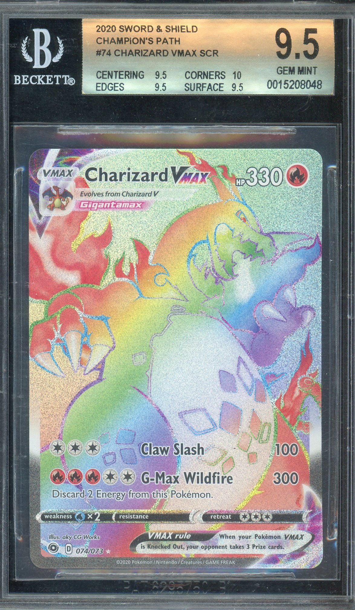 BECKETT 9.5 CHARIZARD VMAX SCR