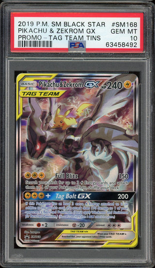 PSA 10 PIKACHU & ZEKROM GX TAG TEAM TINS