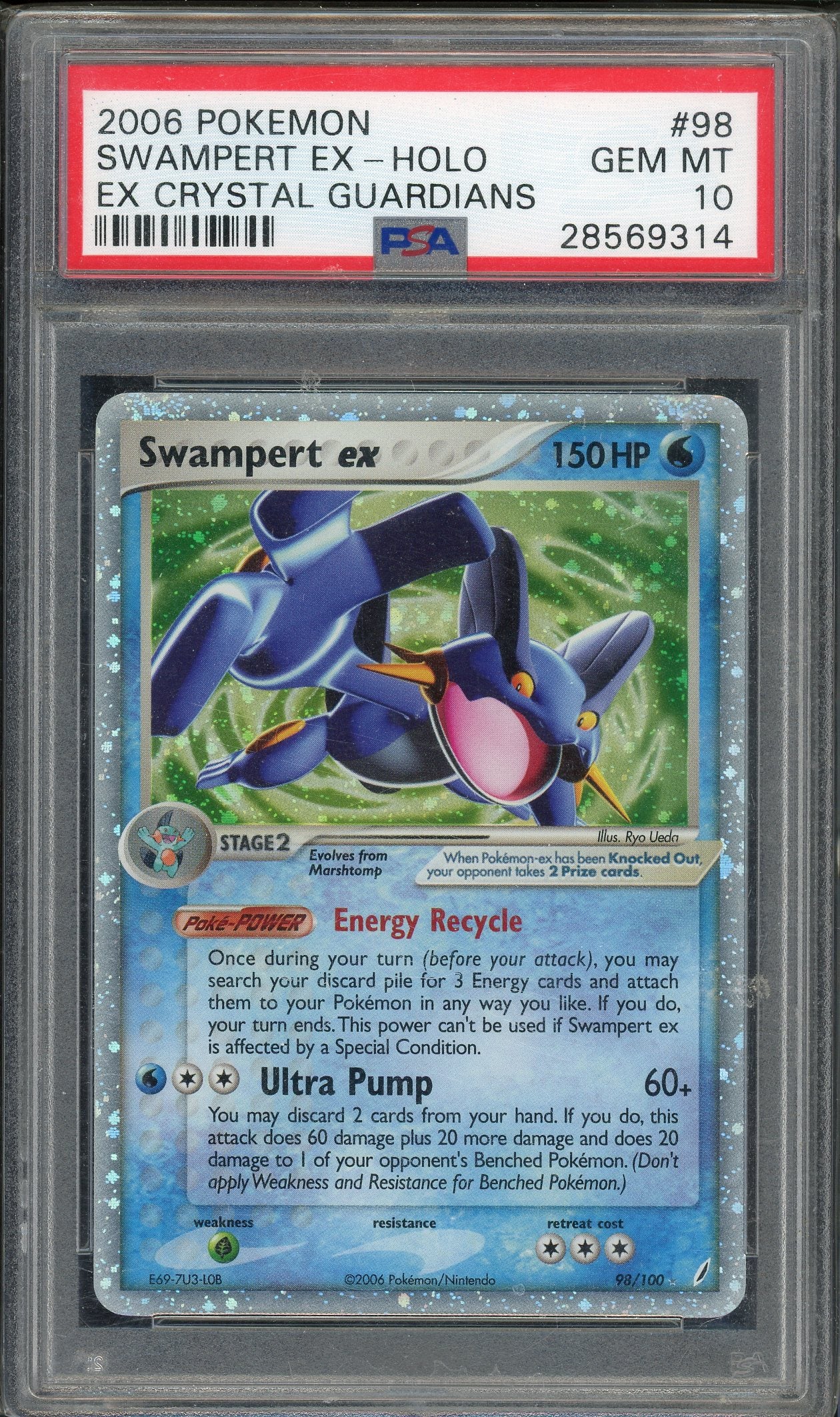 PSA 10 SWAMPERT EX-HOLO CRYSTAL GUARDIANS