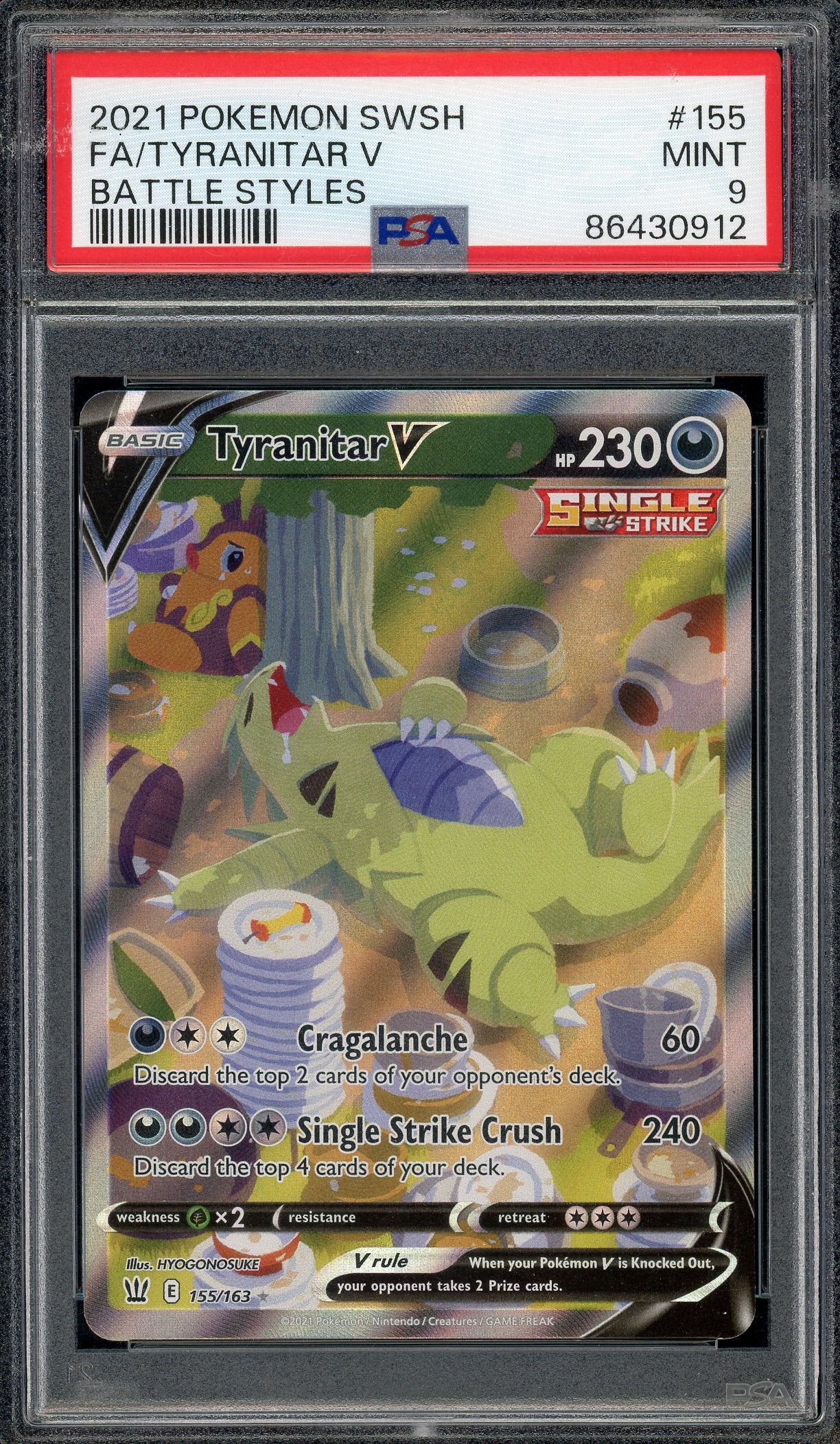 PSA 9 FA/TYRANITAR V BATTLE STYLES