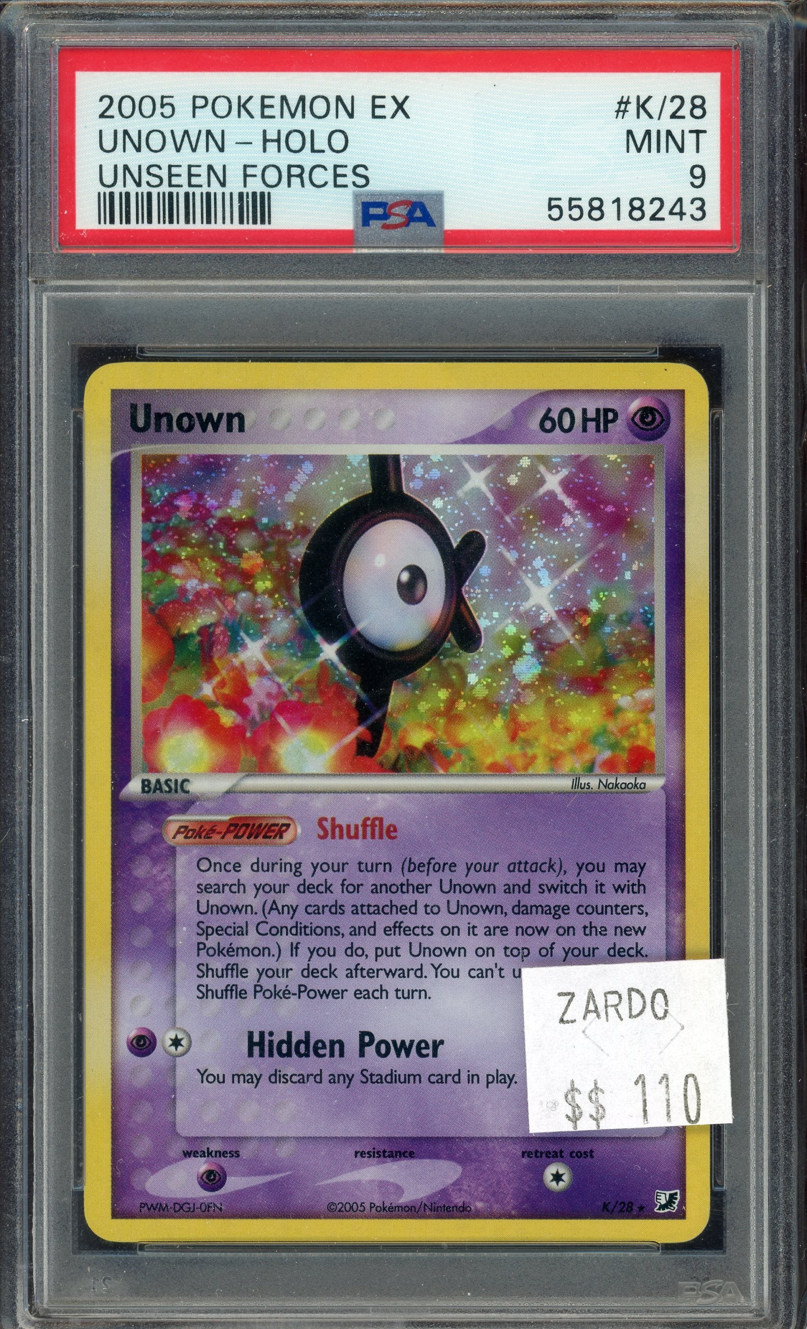 PSA 9 UNOWN - HOLO UNSEEN FORCES