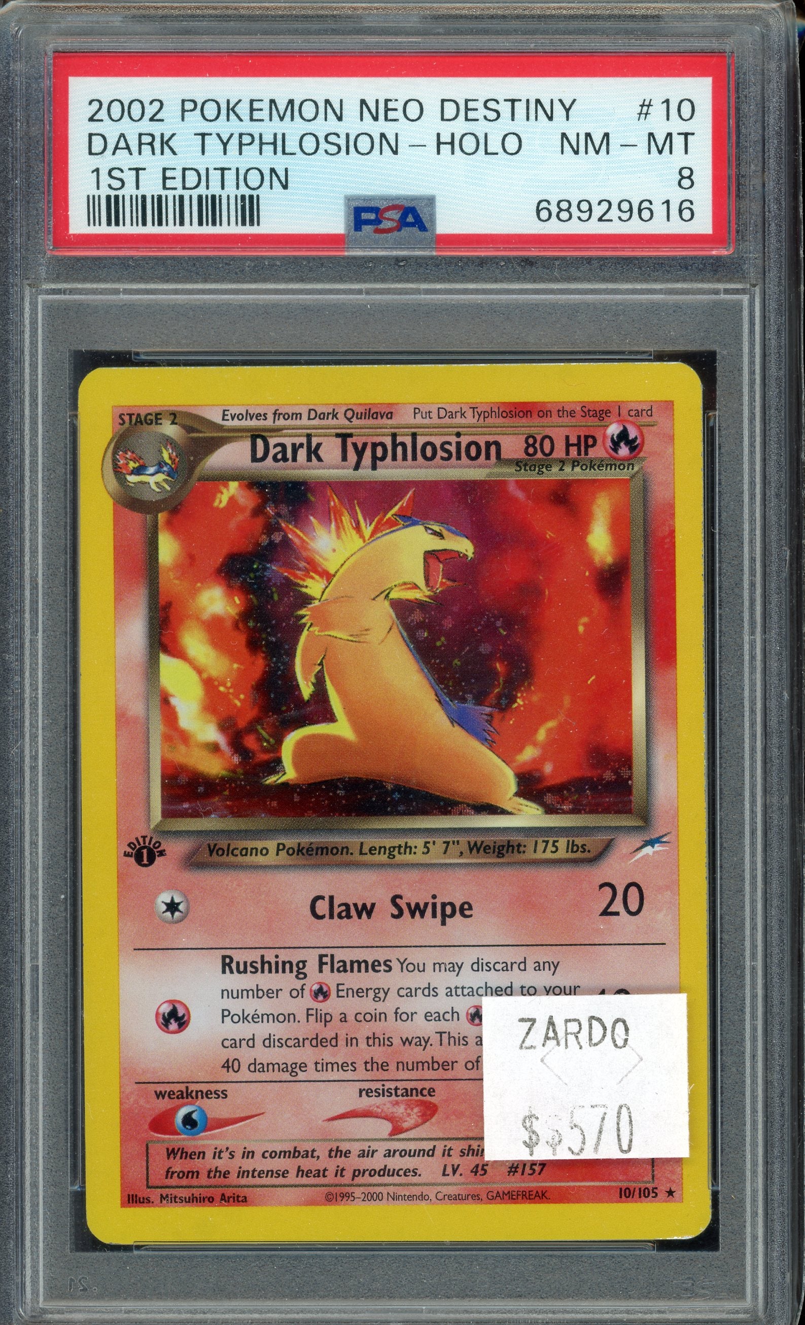 PSA 8 DARK TYPHLOSION - HOLO 1ST EDITION
