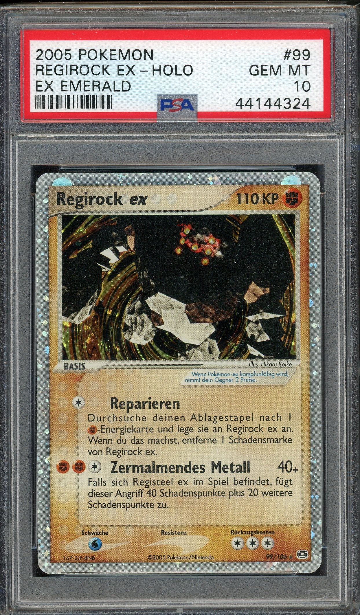 PSA 10 REGIROCK EX-HOLO EMERALD GERMAN