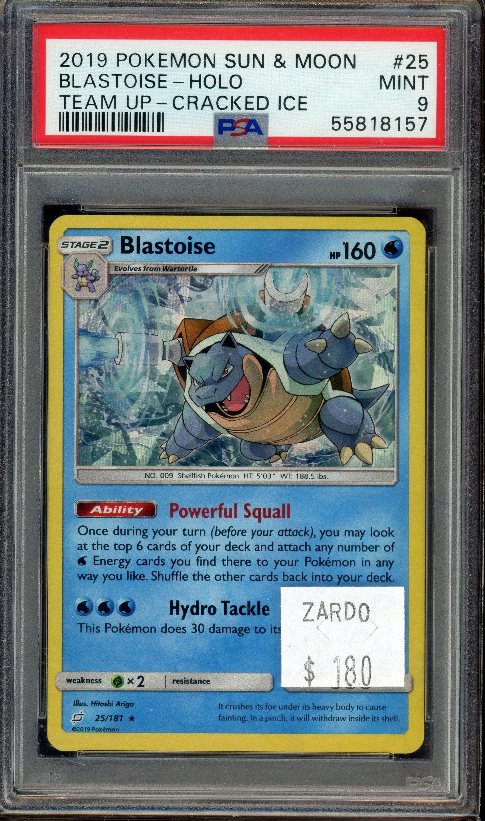PSA 9 BLASTOISE - HOLO TEAM UP