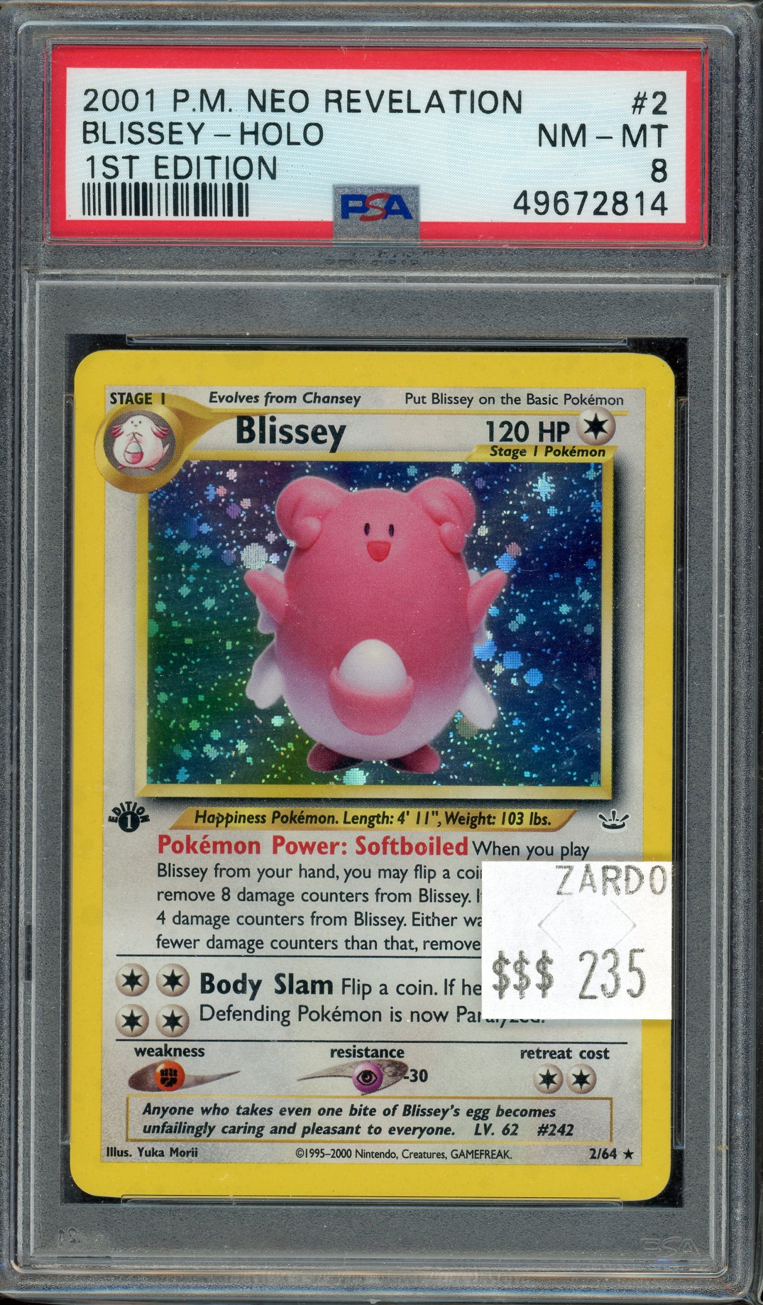 PSA 8 BLISSEY - HOLO 1ST EDITION NEO REVELATION