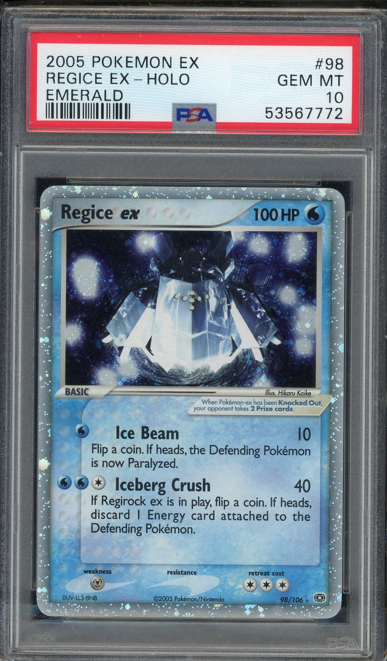 PSA 10 REGICE EX-HOLO EMERALD