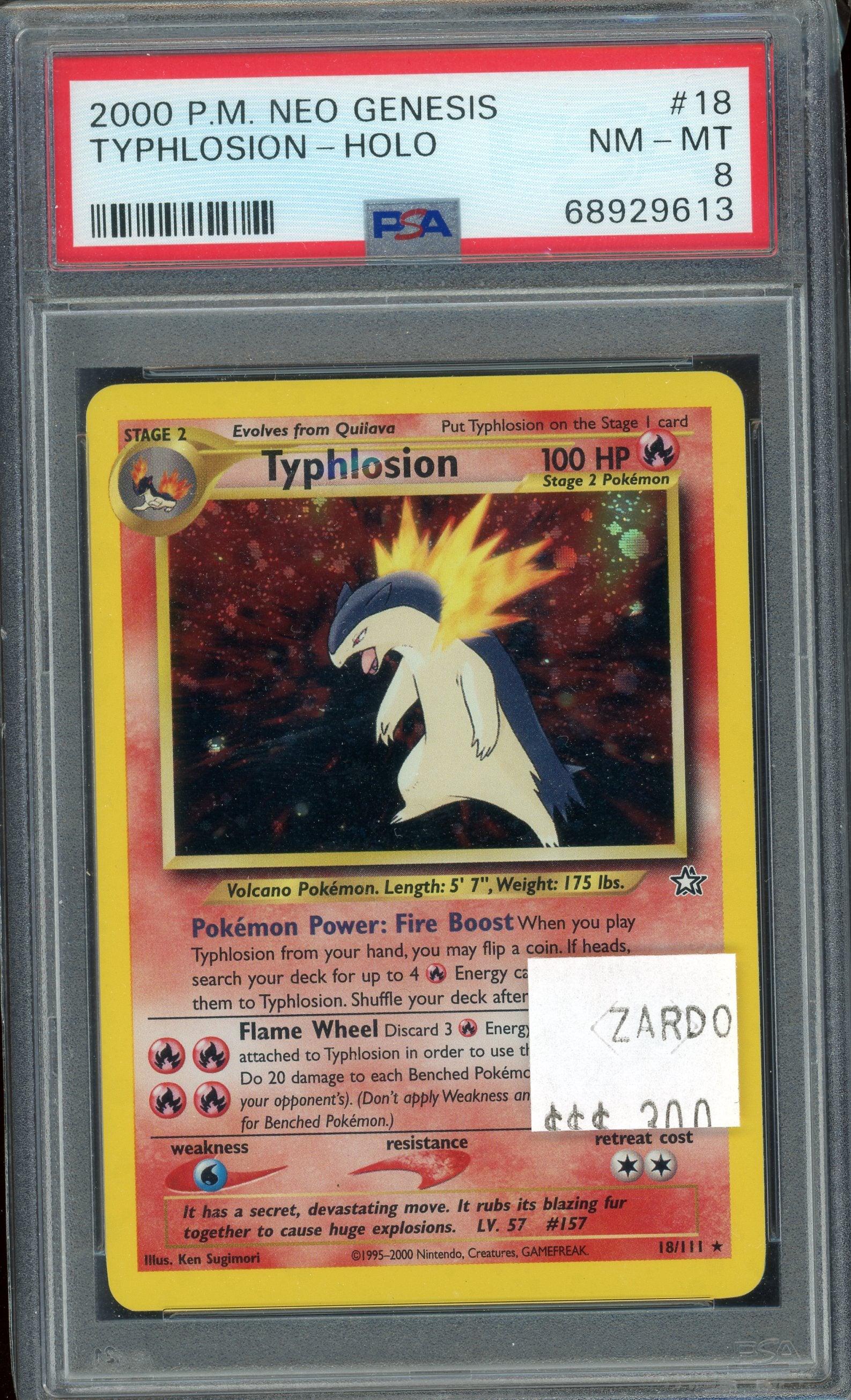 PSA 8 TYPHLOSION - HOLO NEO GENESIS