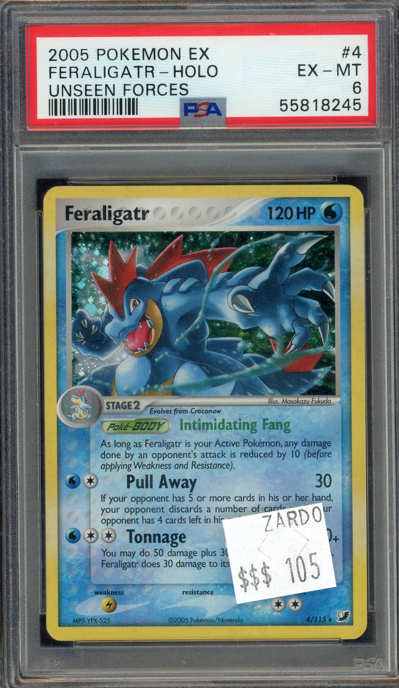 PSA 6 FERALIGATR - HOLO UNSEEN FORCES